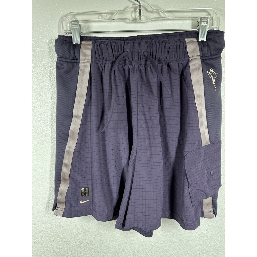 Nike Dri-FIT Swoosh Loose Fit Shorts Medium Purple Grid Pattern‎ Pocket Athletic